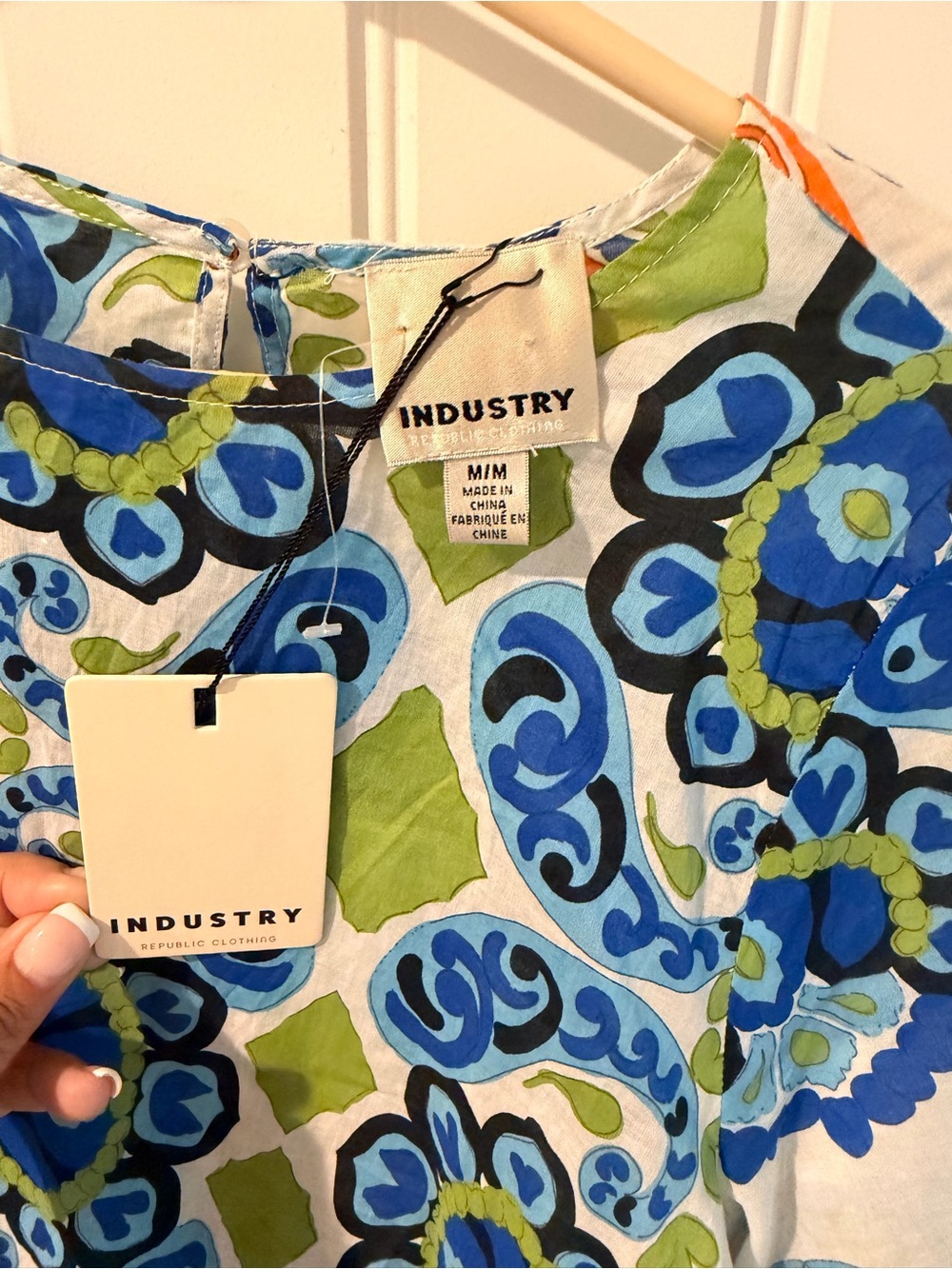 INDUSTRY Blue & Green Floral Crop Top